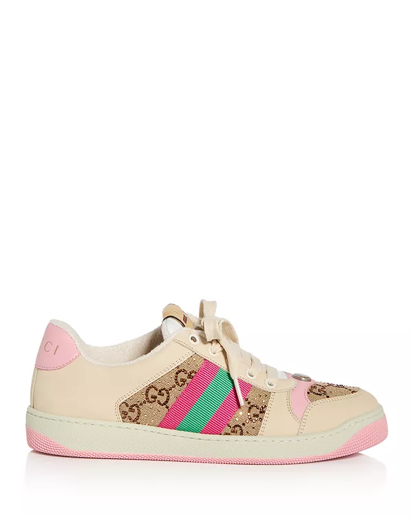 Женские низкие кроссовки gg с декором Gucci, розовый — фото 2