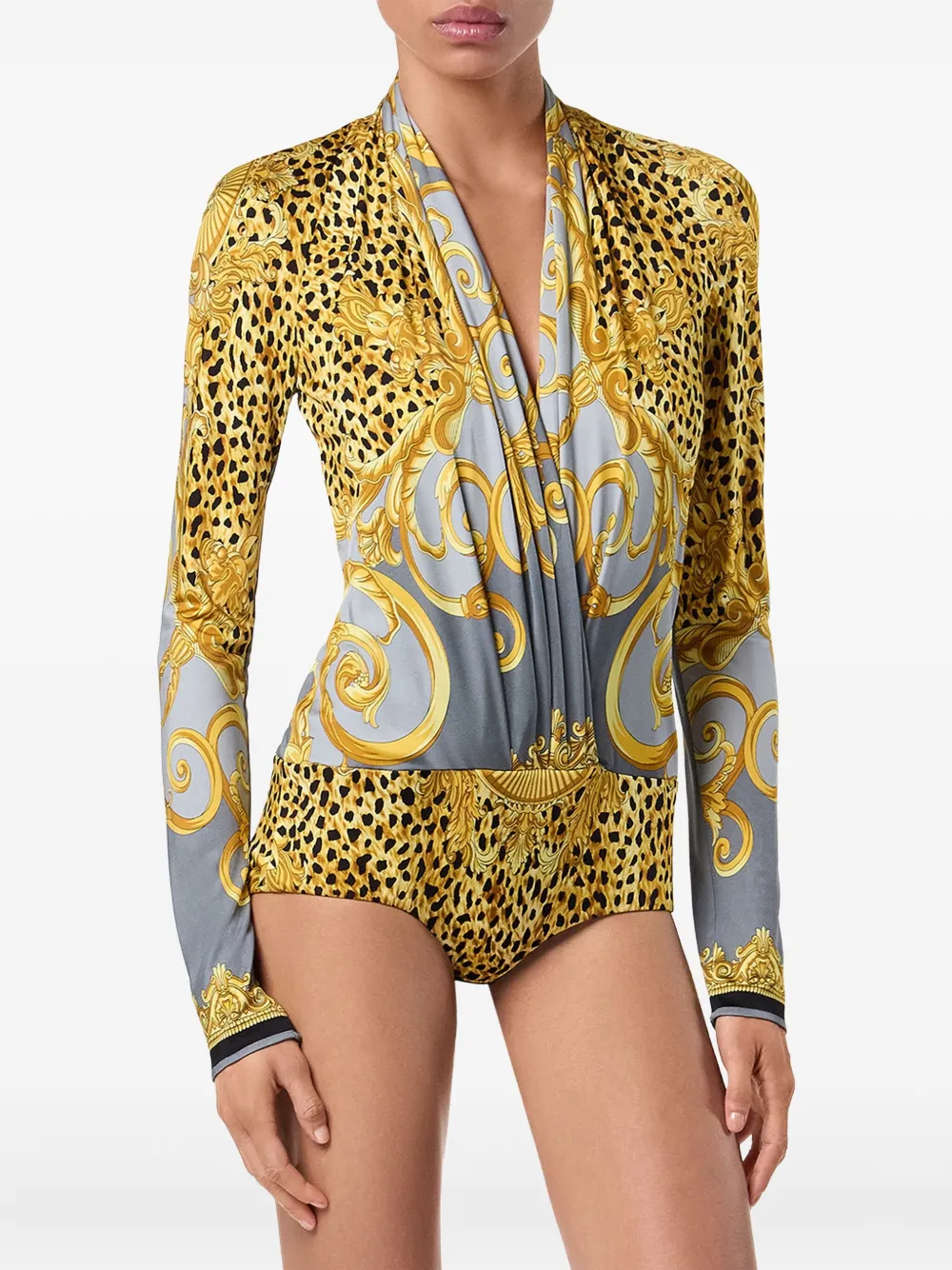 Боди с графичным принтом Versace, желтый — фото 3