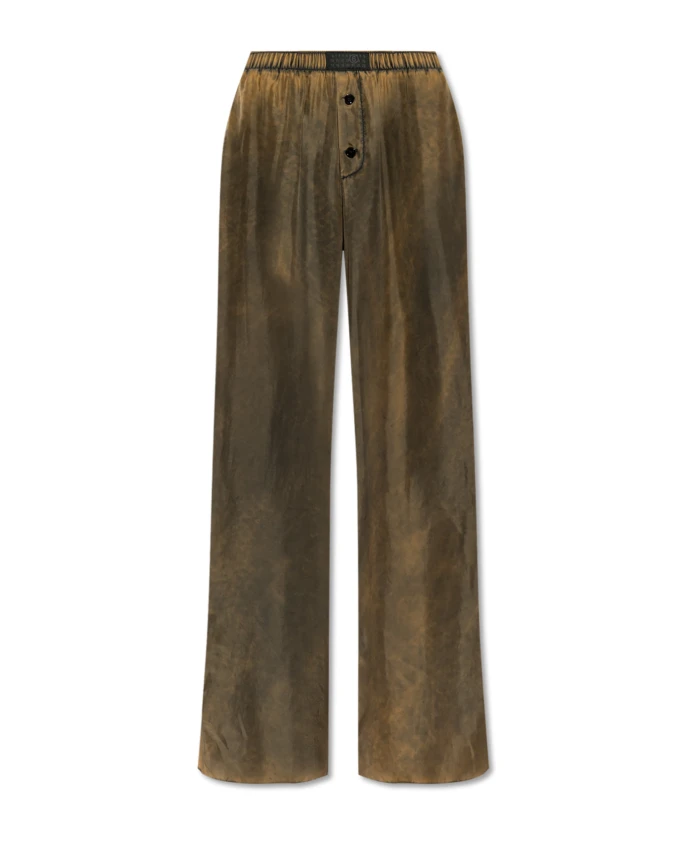 

Шелковые брюки свободного кроя Mm6 Maison Margiela, бежевый