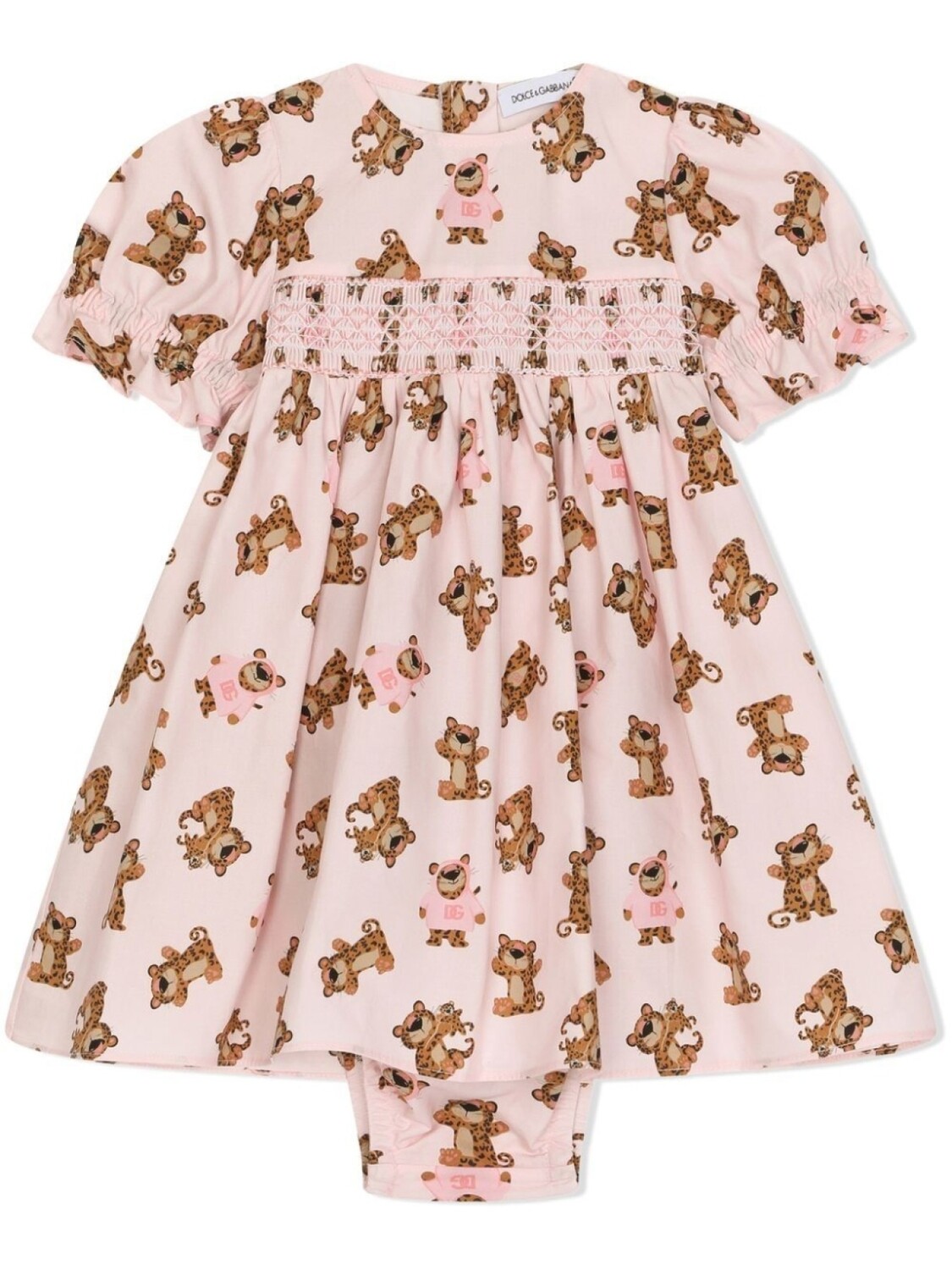 

Dolce & Gabbana поплиновое платье Baby Leopard со сборками, розовый