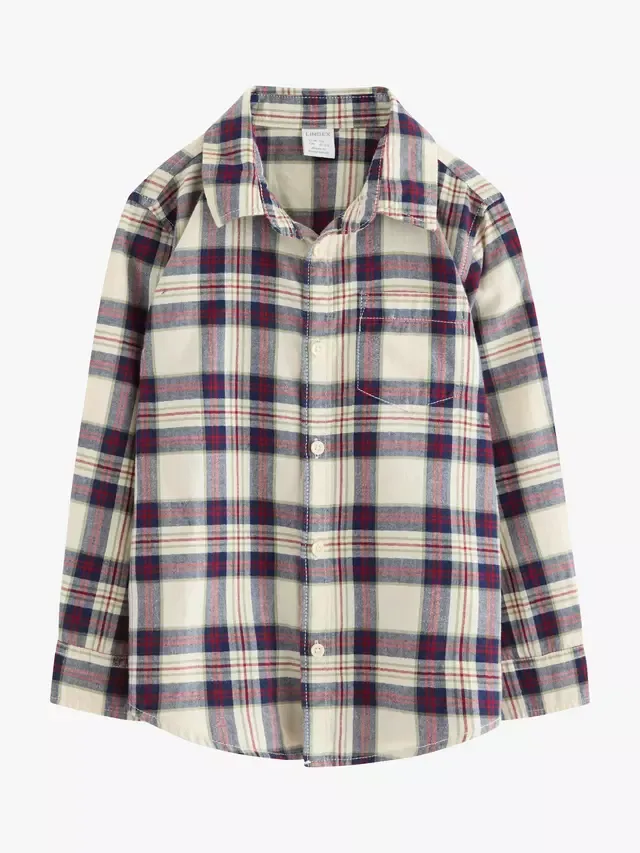 Детская хлопковая клетчатая рубашка с длинными рукавами Lindex, Light Beige