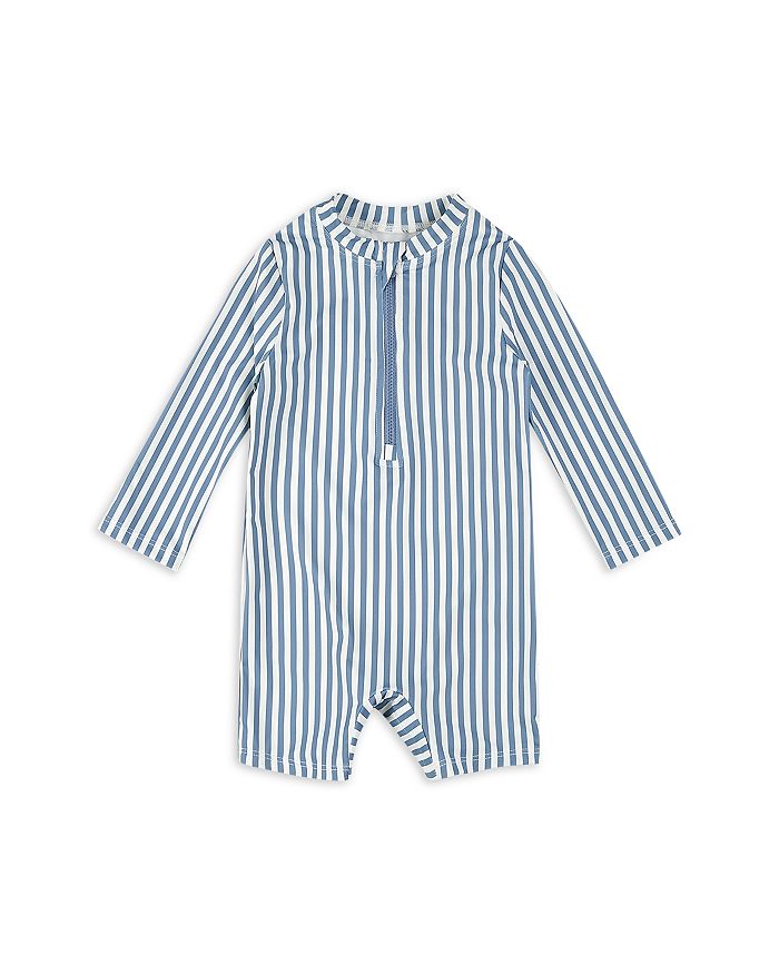 

Полосатый трикотажный купальный комбинезон для мальчиков - Baby FIRSTS by petit lem, синий