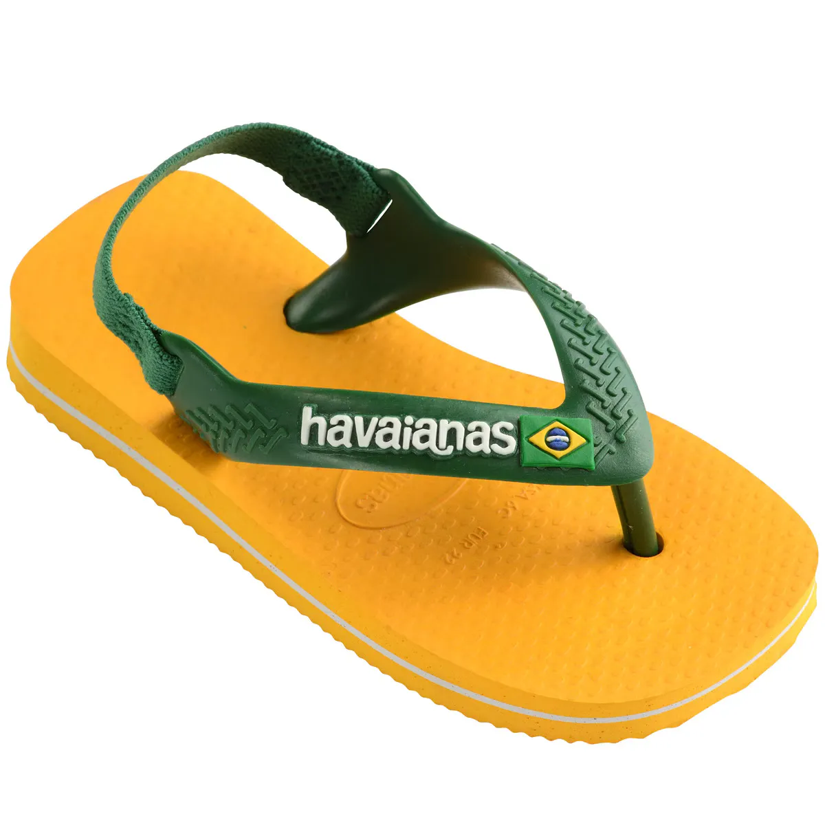 Детские шлепанцы Havaianas Baby Brasil Logo II, желтый/зеленый — фото 2