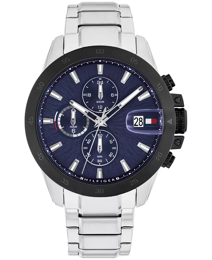 

Мужские многофункциональные наручные часы из нержавеющей стали серебристого цвета, 43 мм Tommy Hilfiger