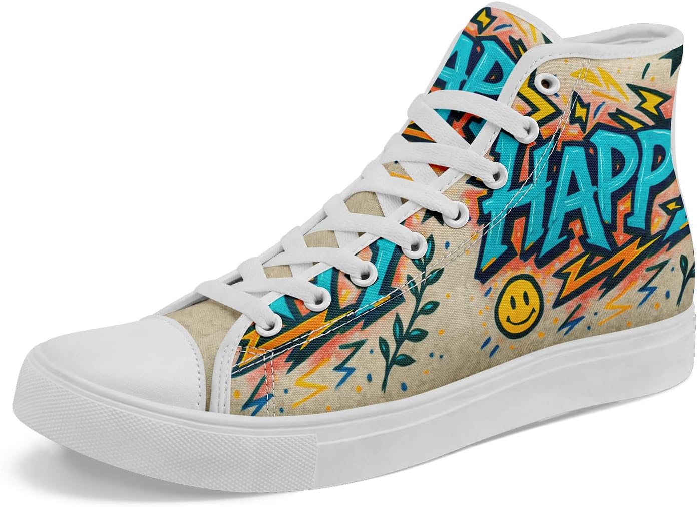 

Унисекс высокие кеды с принтом граффити, стильная уличная обувь, разноцветные текстильные кроссовки для женщин, удобная повседневная обувь для прогулок Coolcustomize