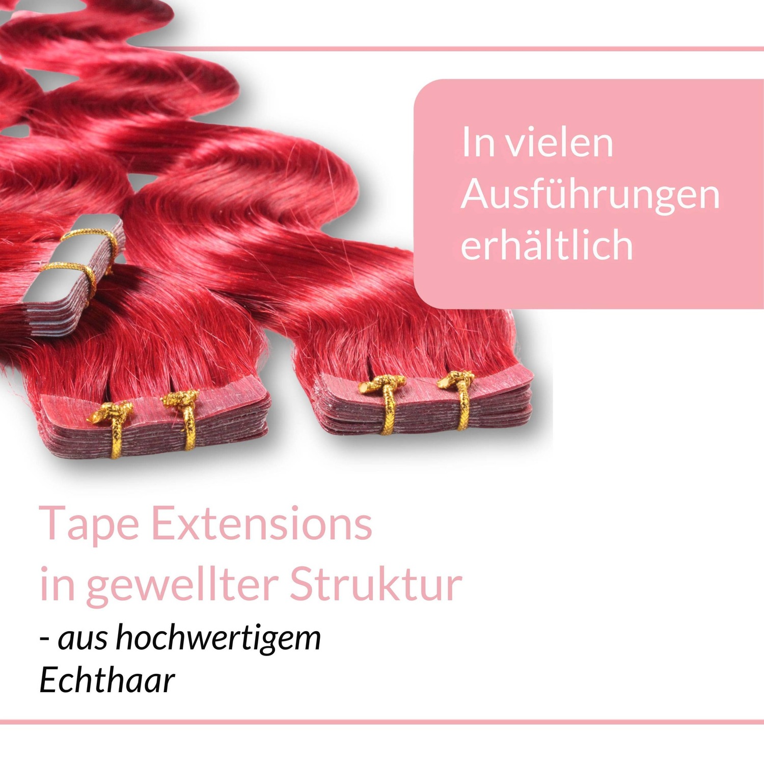 Накладные волосы tape extensions echthaar #0/44 rot-intensiv Hair2Heart, 50cm, количество 10 шт. — фото 3