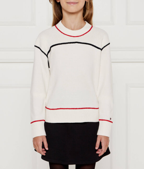

Джемпер детский Tommy Hilfiger из хлопка и вискозы с полосками, белый
