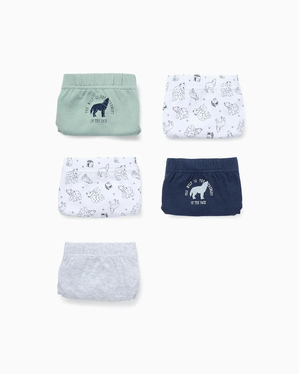 

Набор из 5 детских боксеров однотонные/с принтом/с узором Zippy, зеленый