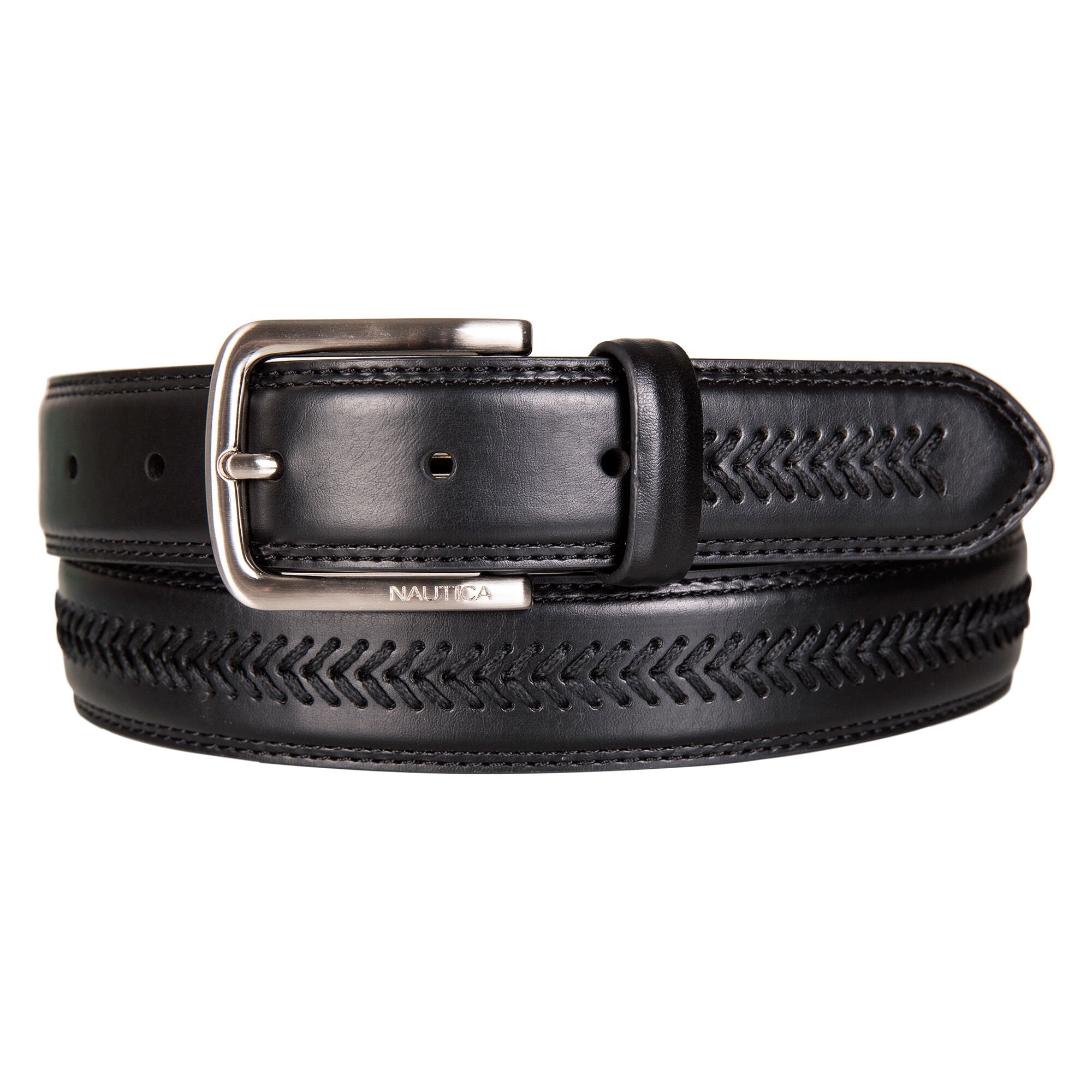 

Мужской кожаный ремень Nautica с кружевной отделкой, цвет black iron wash
