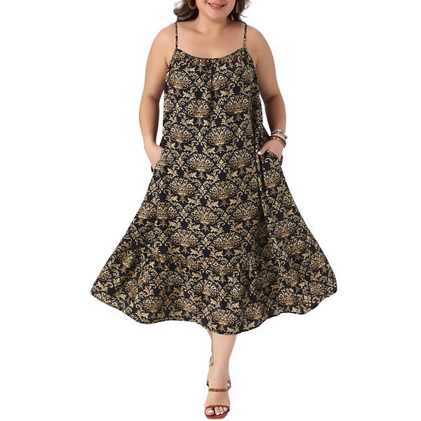 

Женское платье-сарафан летнее с бретелями-спагетти, пляжное, свободного кроя, в богемном стиле, миди Agnes Orinda, Black