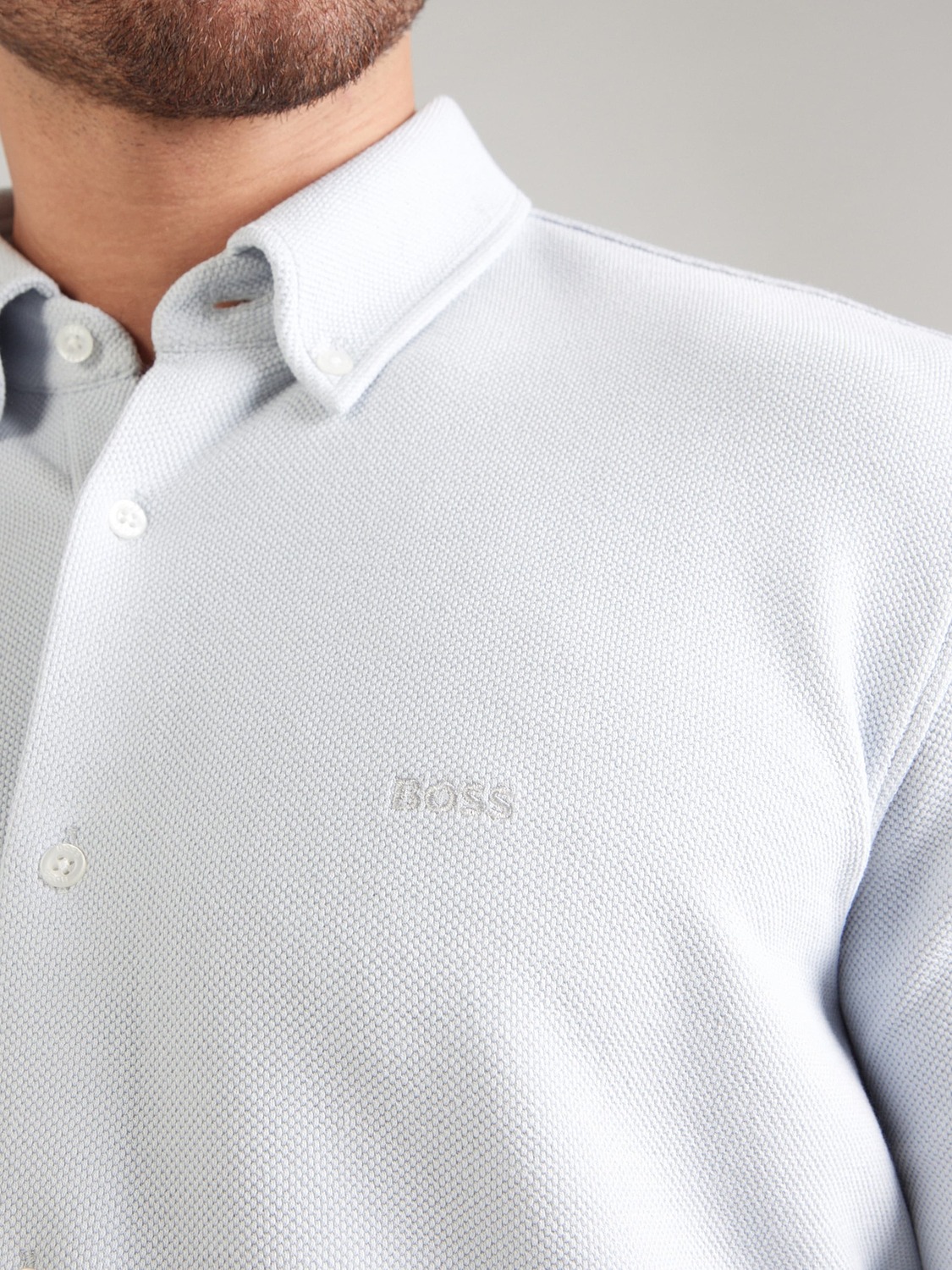 BOSS Рубашка на пуговицах Regular fit 'Myjersey_M' в светло-сером цвете — фото 2