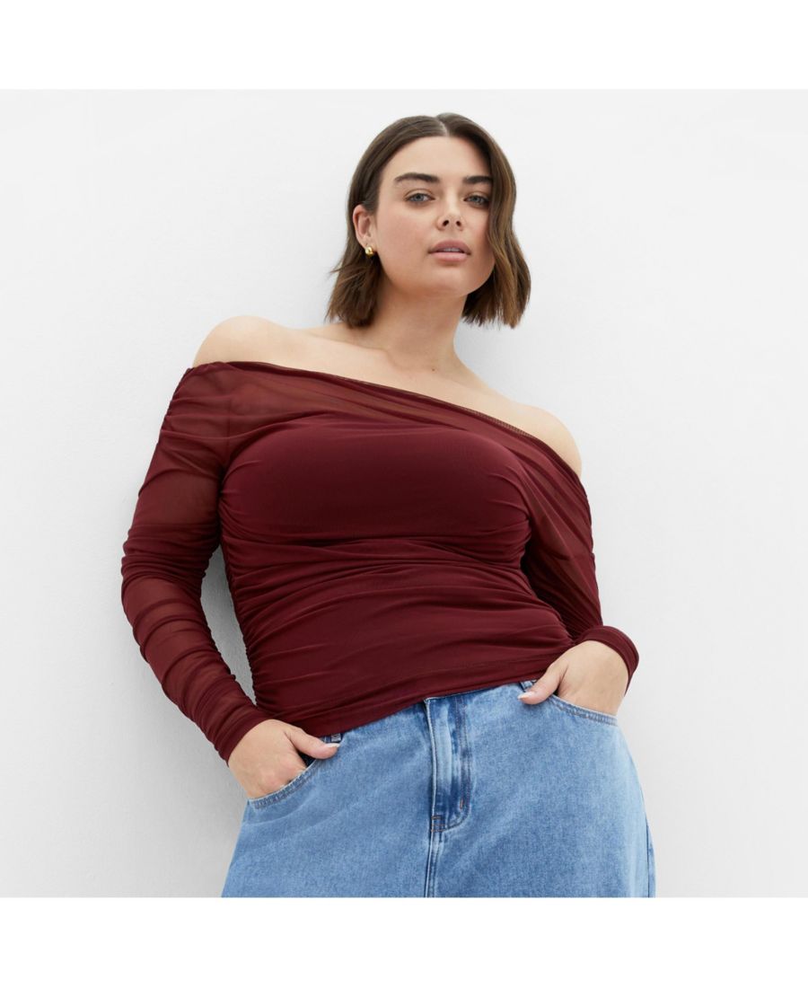 

Сетчатый топ Анастасии больших размеров CITY CHIC, Choc cherry