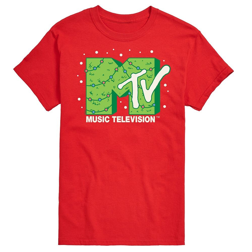 

Мужская футболка с графическим логотипом MTV Christmas Tree Licensed Character, красный