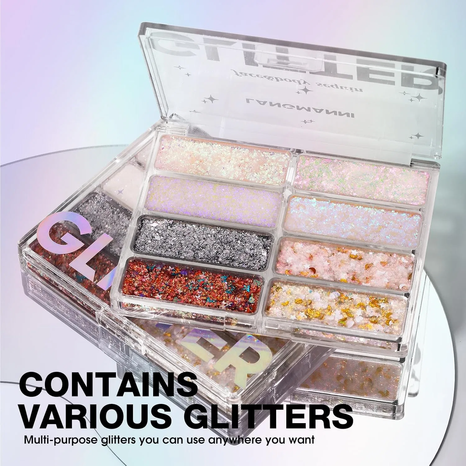 Палетка для лица и тела Glitter 8 цветов Beauty Glazed разноцветная — фото 2