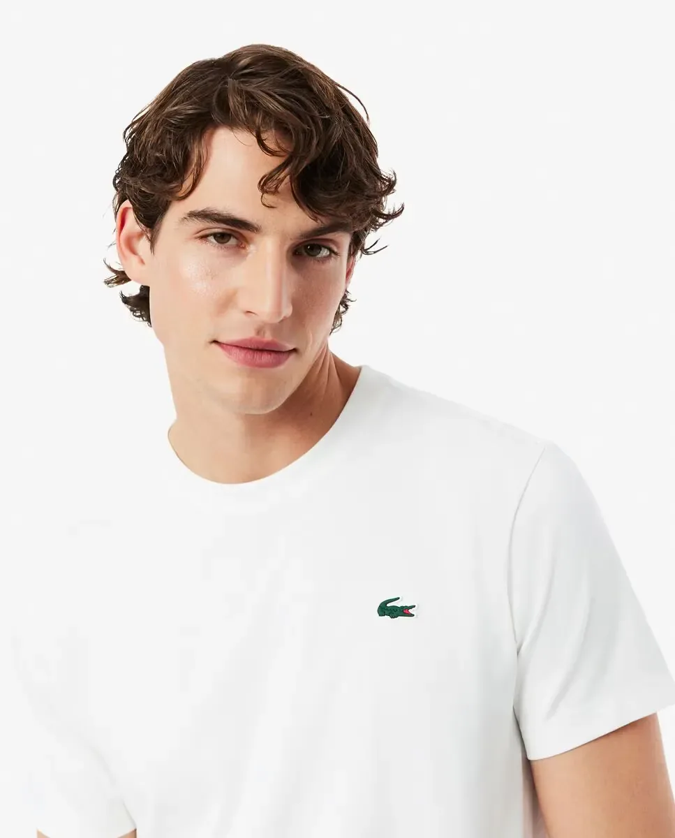 Lacoste Мужская теннисная футболка с принтом Ultra Dry, белая, короткий рукав — фото 3