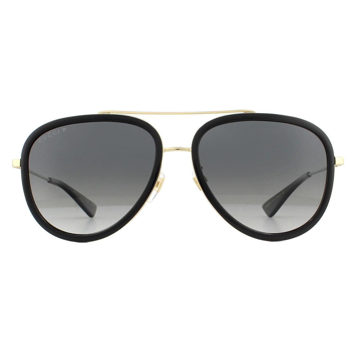

Черно-золото-серые поляризованные солнцезащитные очки Aviator с градиентом Gucci, черный