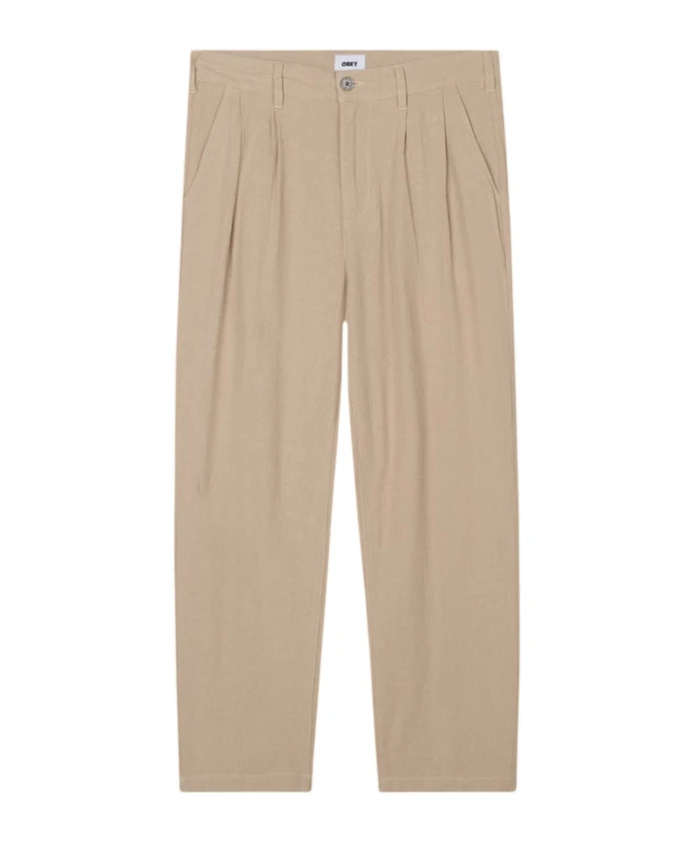 

Льняные плиссированные брюки зауженного кроя Obey, белый