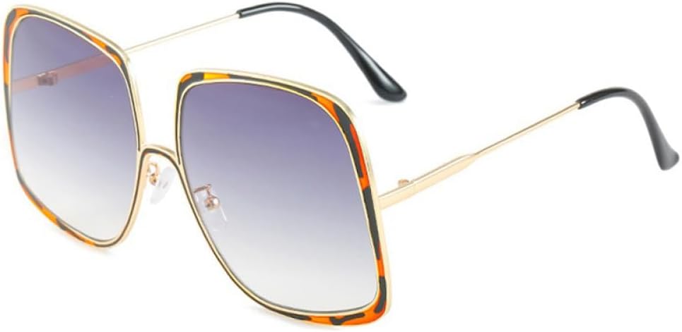 

MUTYNE Модные квадратные солнцезащитные очки для женщин, винтажные, из сплава, увеличенного размера, с леопардовым градиентом, элегантные женские очки, Gold Double Gray