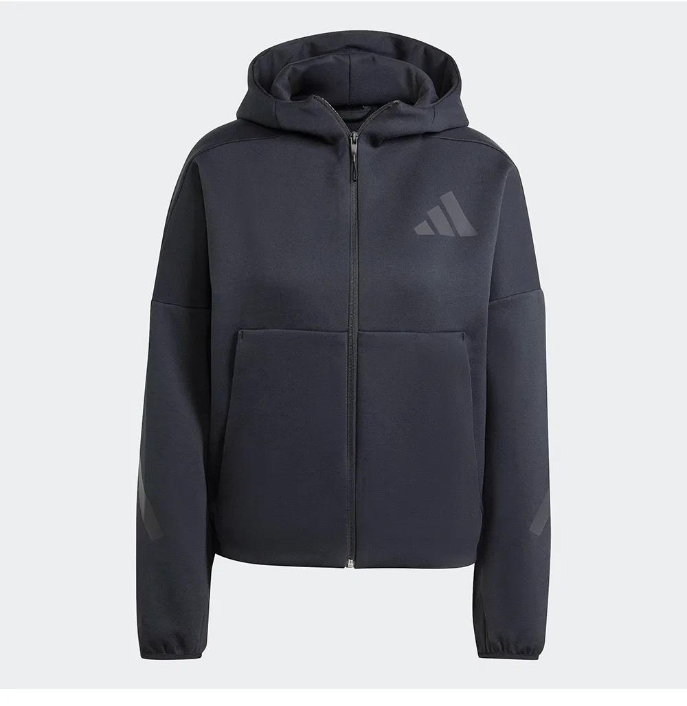 Женская спортивная куртка Z.N.E. на молнии с капюшоном чёрная от Adidas — фото 4