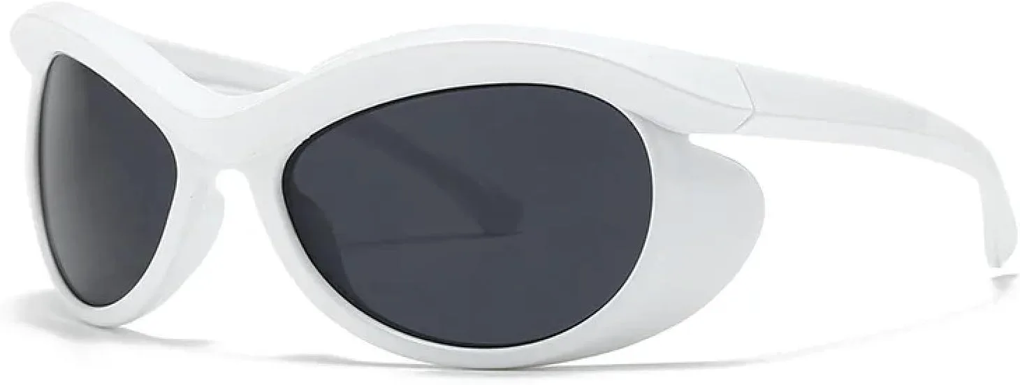 

Винтажные солнцезащитные очки для женщин и мужчин в стиле панк, популярные, роскошные, с большой оправой, защита от УФ-излучения UV400 TYUVIVO, White Black