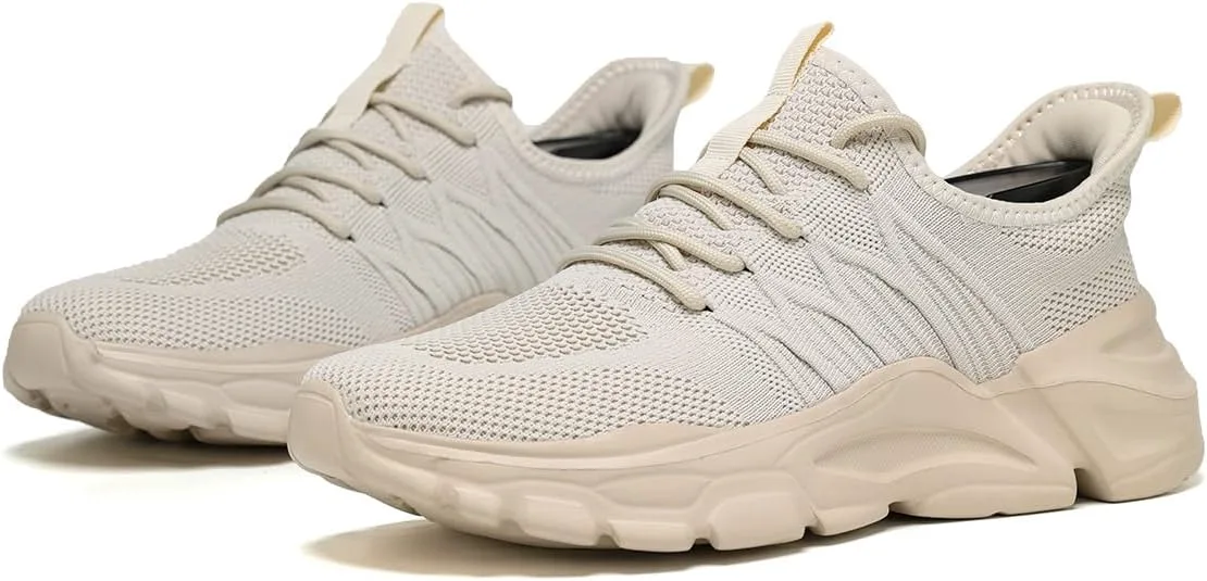 

Мужские кроссовки без шнурков для бега, спортивные прогулочные, легкие, дышащие, сетчатые, теннисные Socviis, бежевый