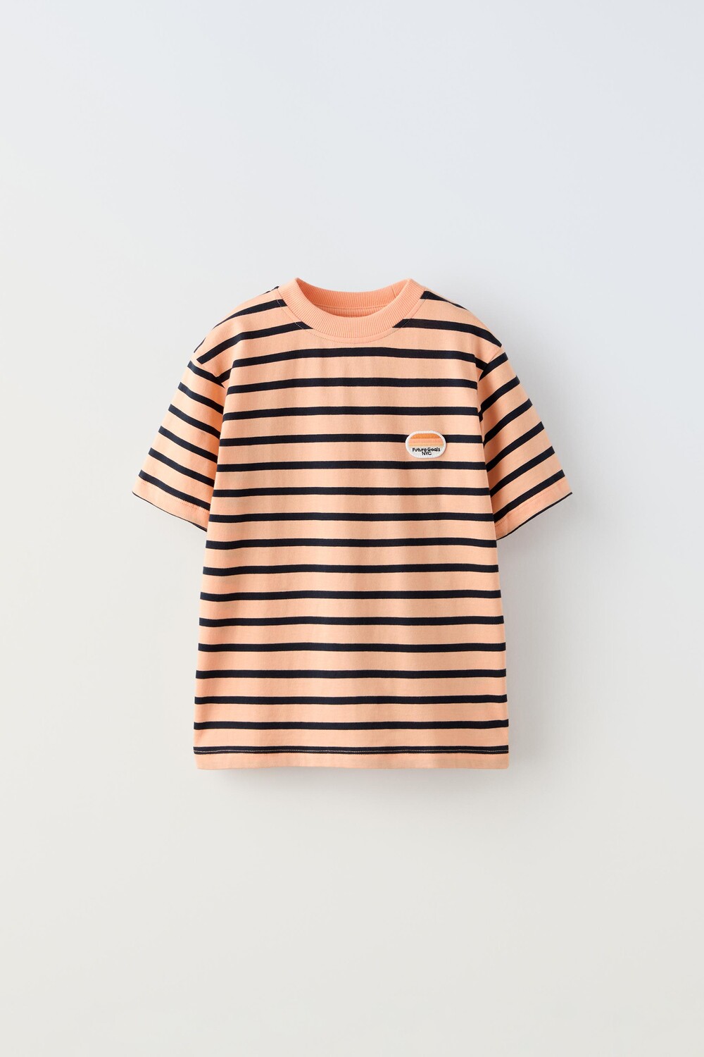 

Полосатая футболка с нашивкой ZARA, коралловый