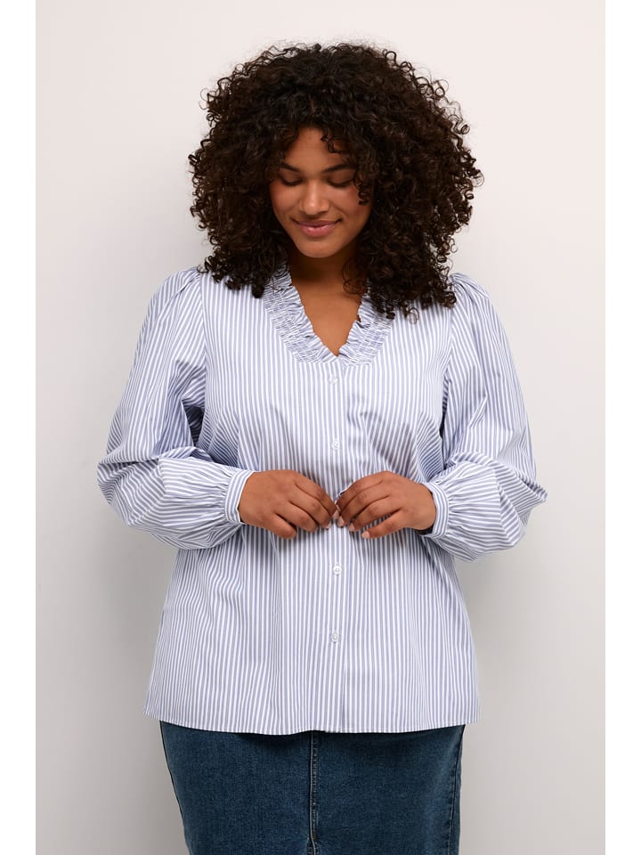 

Блуза Kaffe Bluse, цвет Hellblau/Weiß