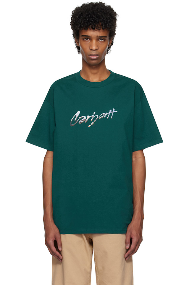 

Футболка с принтом "Drip script" Carhartt Work In Progress, цвет malachite