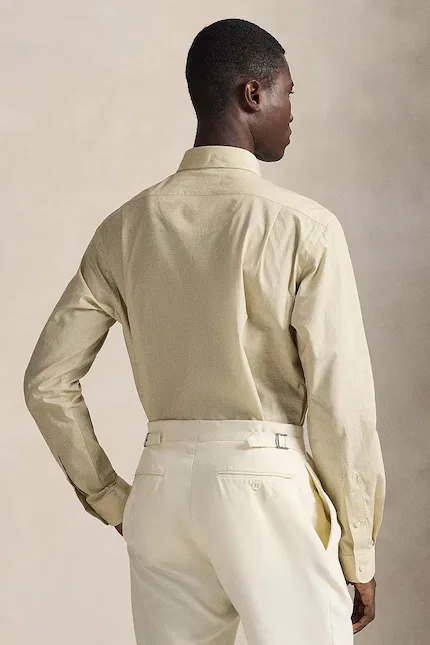 Рубашка мужская из эластичного хлопка Polo Ralph Lauren, бежевый — фото 2