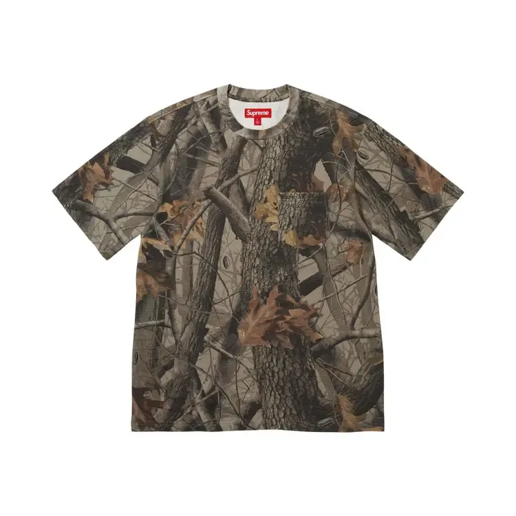 Футболка Supreme с коротким рукавом и карманом, камуфляж Realtree Hardwoods