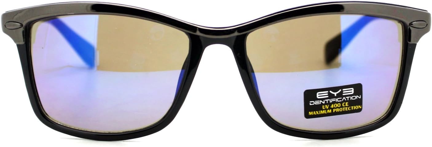 

Дизайнерские модные солнцезащитные очки прямоугольной формы с металлическим верхом, защита от УФ-излучения UV 400, черные, темно-серые, синие PASTL, Black Gunmetal (Blue Mirror)