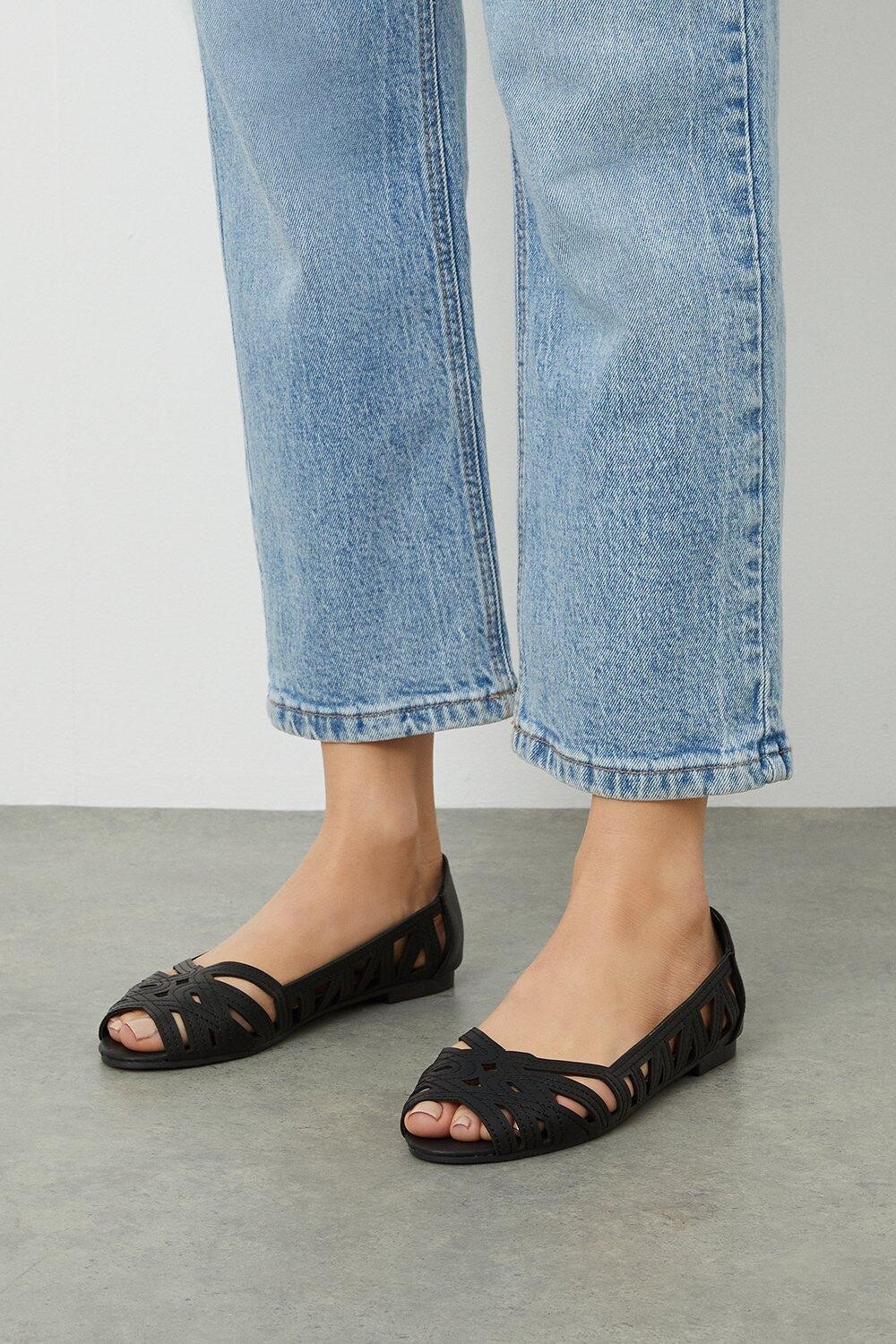 Балетки Prim с открытым носком Dorothy Perkins, черный