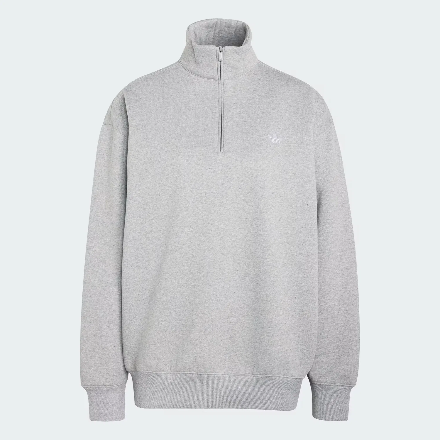 Женская толстовка на молнии с высоким воротом Essentials Fleece Half-Zip Adidas Originals, серый меланж — фото 4