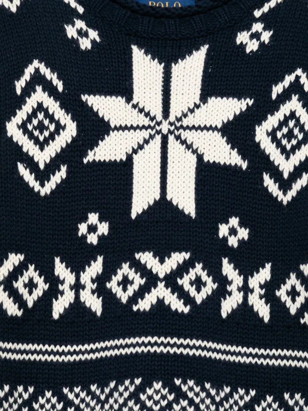 Свитер с высоким воротником с принтом Kids Snowflake Cotton-Blend Sweater Polo Ralph Lauren, Navy Combo — фото 2