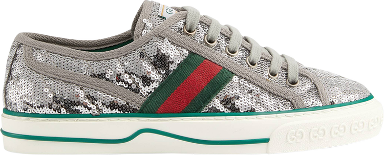 Кроссовки Gucci Wmns Tennis 1977 Sequin - Silver, серебряный - фото