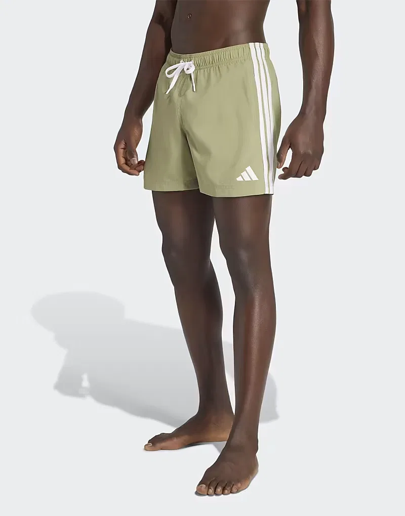 Плавки Adidas performance 3-полоски, цвет: зеленый/белый