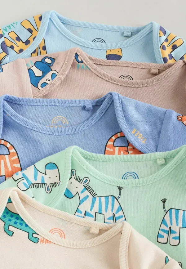 Боди с принтом Regular fit - short sleeve bodysuits 5 pack body Next, Multi, мультиколор — фото 3