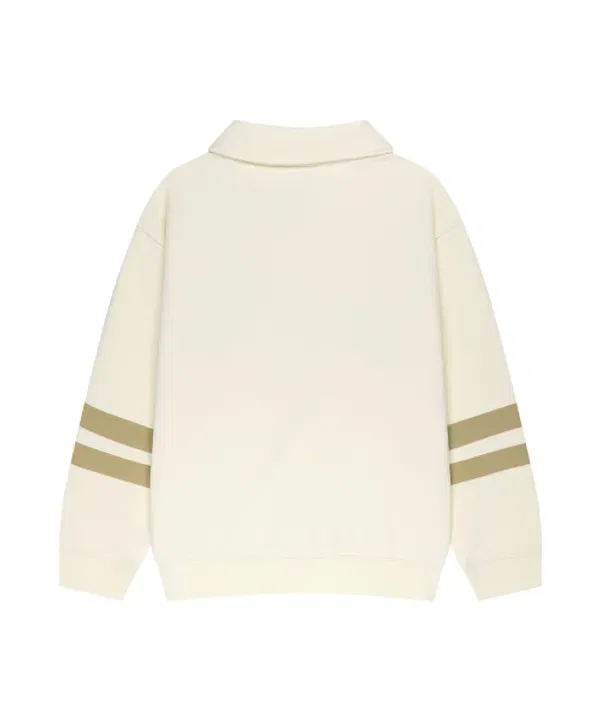 Свитшот с полосками и воротником-стойкой, Kids stripe point collar Marithé, слоновая кость — фото 3