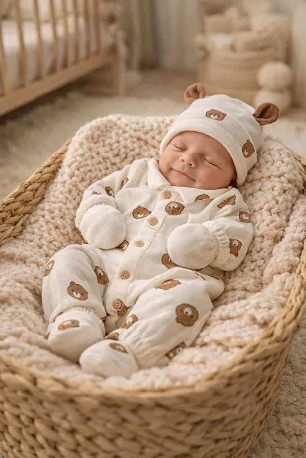 Детский комплект для выписки из муслина с принтом Teddy Bear Arin Baby, Brown — фото 3