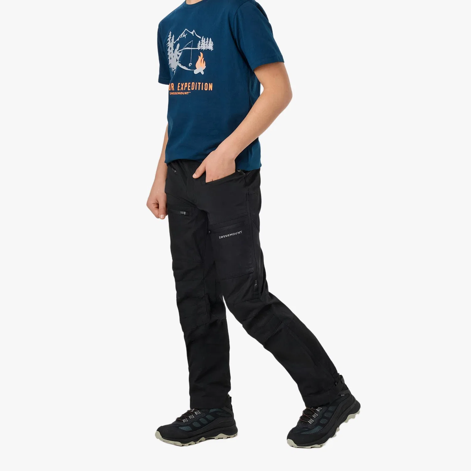 Детские брюки для походов с быстросохнущей тканью Nordkap Stretch JR II Swedemount, Schwarz — фото 4