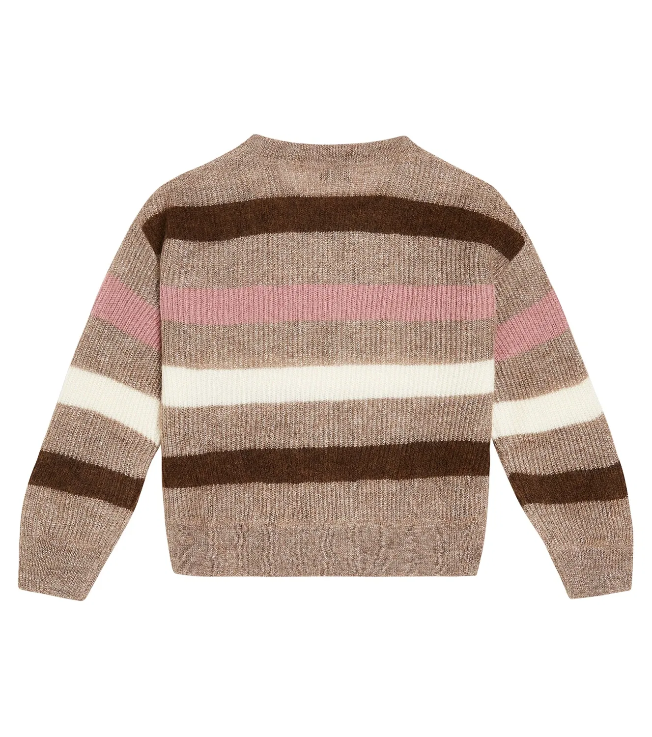 Свитер из мохера с полосами Brunello Cucinelli Kids, коричневый — фото 3