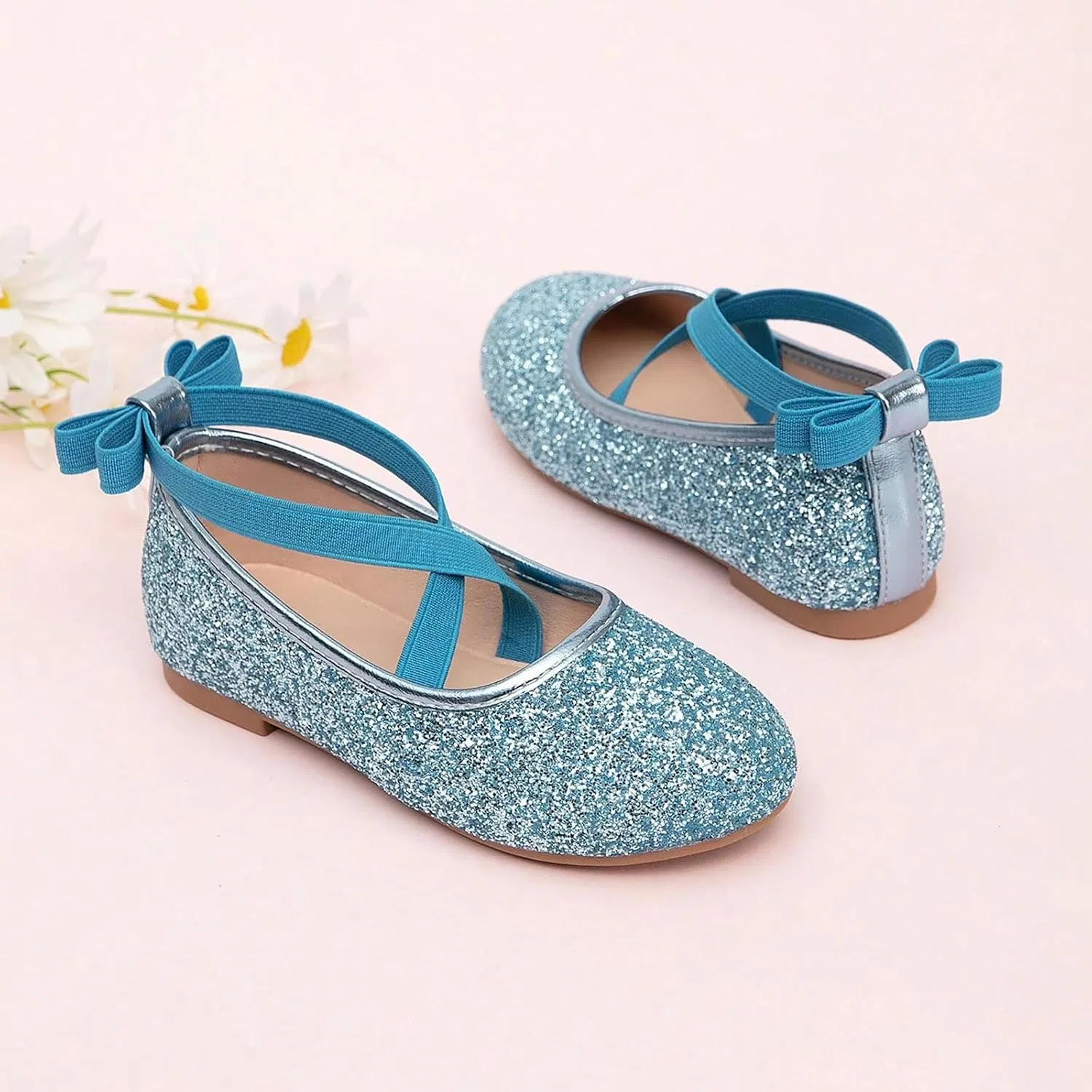 Детские балетки для девочек с ремешком на щиколотке Mary Jane Flats, Sky Blue — фото 4