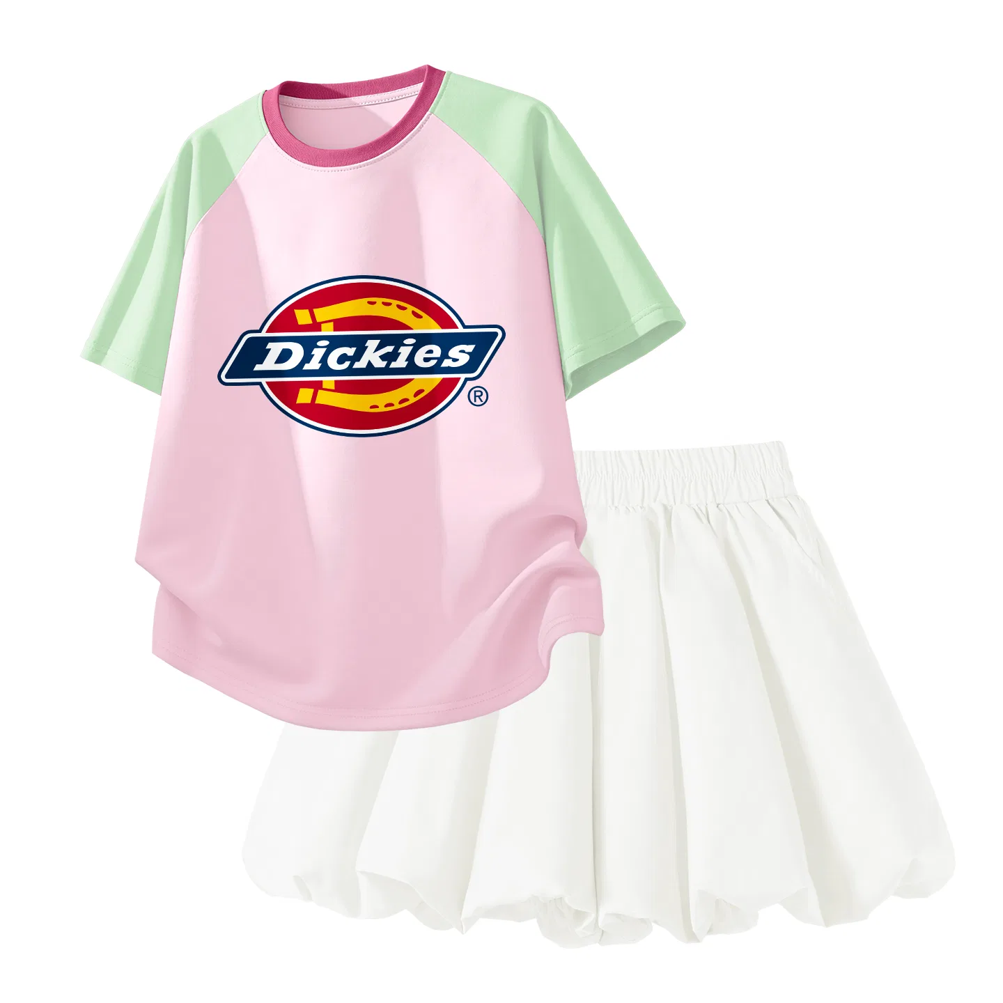 Детский спортивный комплект из 2 предметов Standard Green Pink+Solid Frost White Dickies, Standard Green Pink+Solid Frost White
