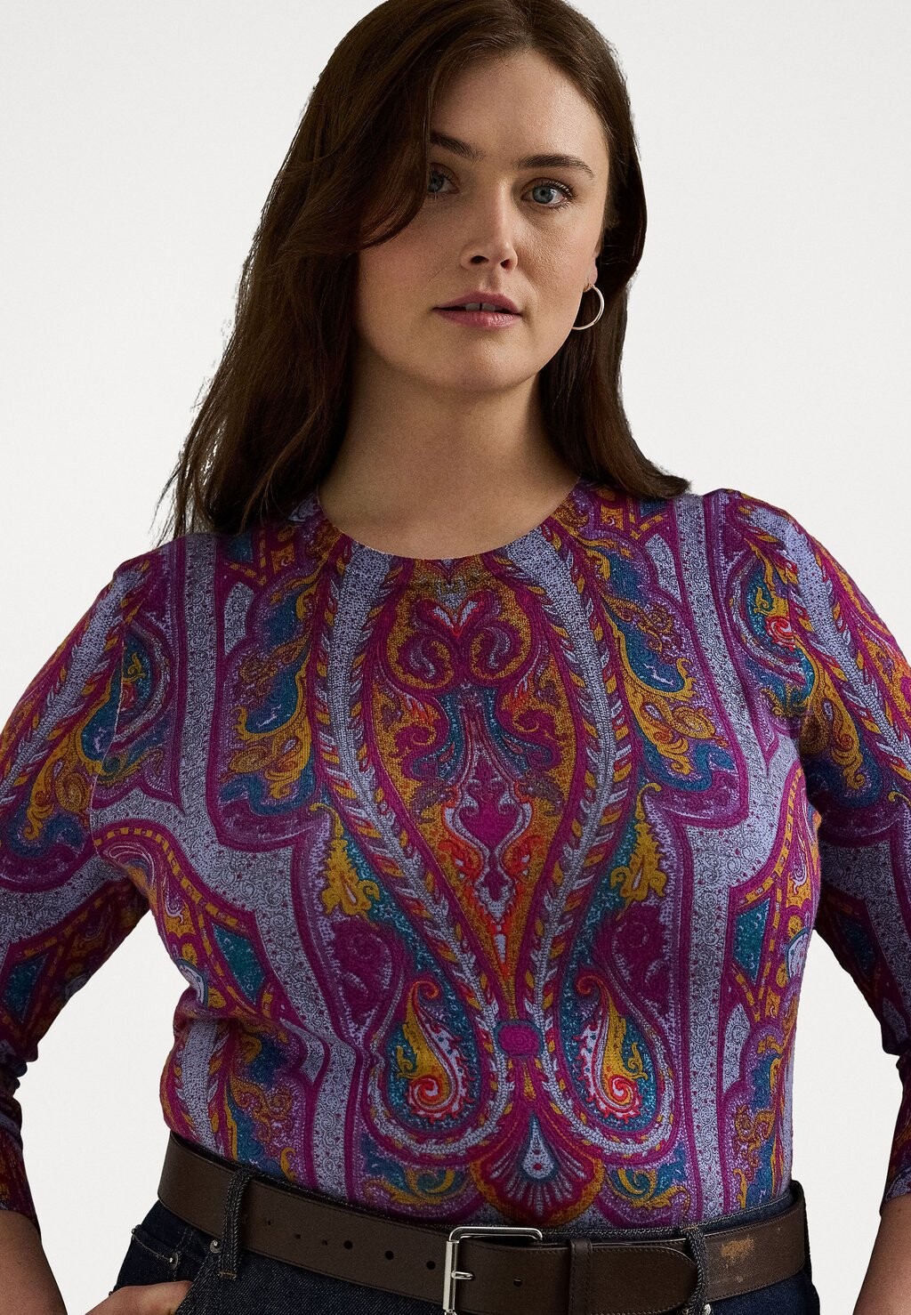 

Джемпер PAISLEY COTTON-BLEND SWEATER Lauren Ralph Lauren Woman, фиолетовый