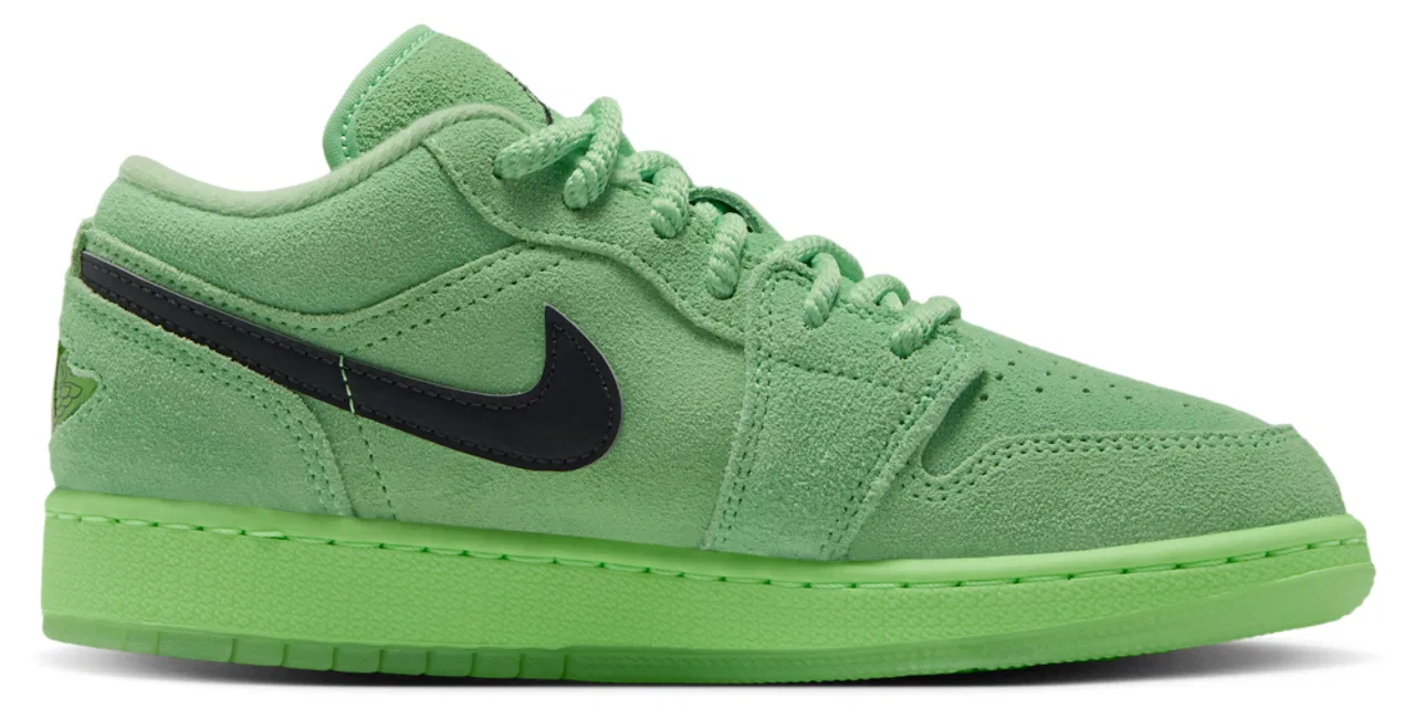 Детские кроссовки для мальчиков с кожаным верхом Air Jordan 1 Low SE Jordan, Lime Blast Anthracite Lime Blast