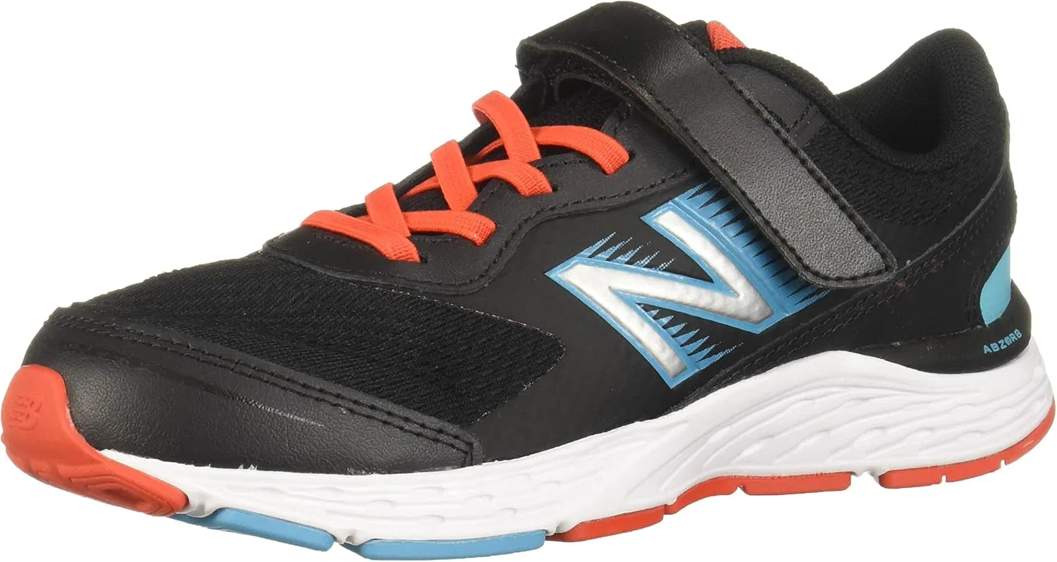 Детские кроссовки для девочек с липучкой 680 V6 New Balance, Black/Orange/Blue