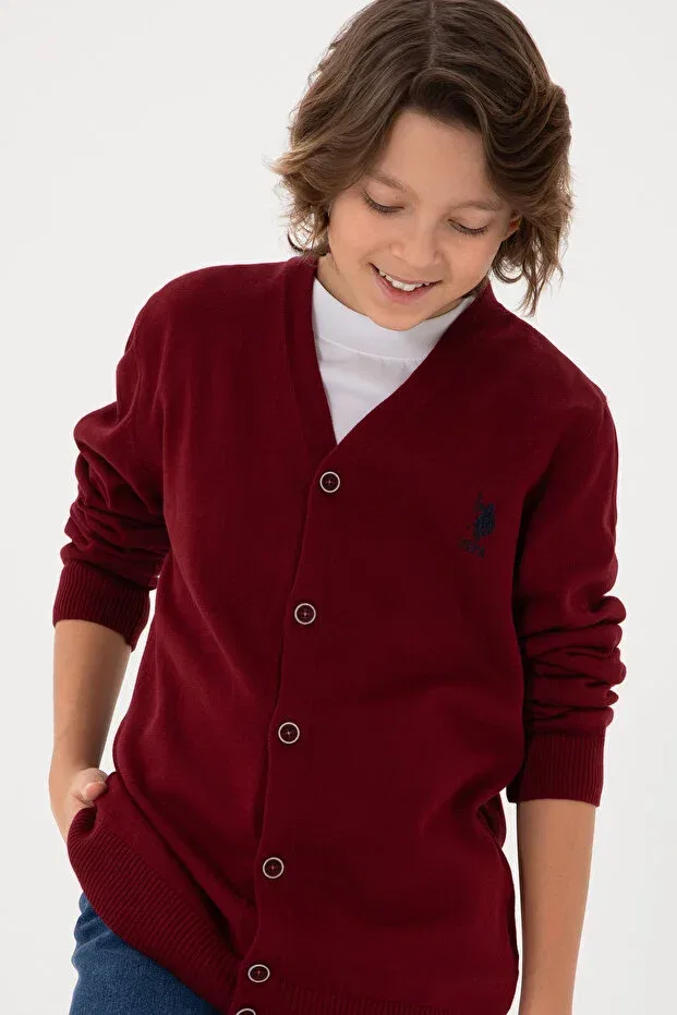 Детский кардиган с длинным рукавом U.S. Polo Assn., Burgundy — фото 2