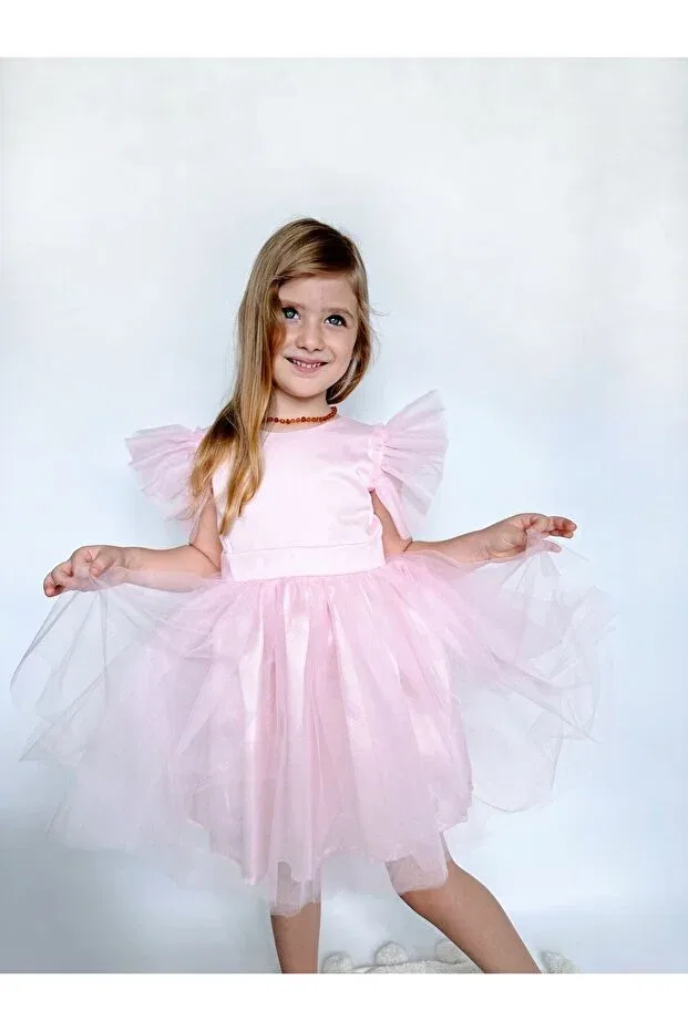 Детское платье для девочек с коротким рукавом Parla Girl's Party Dress Generic Brands, Beyaz — фото 3