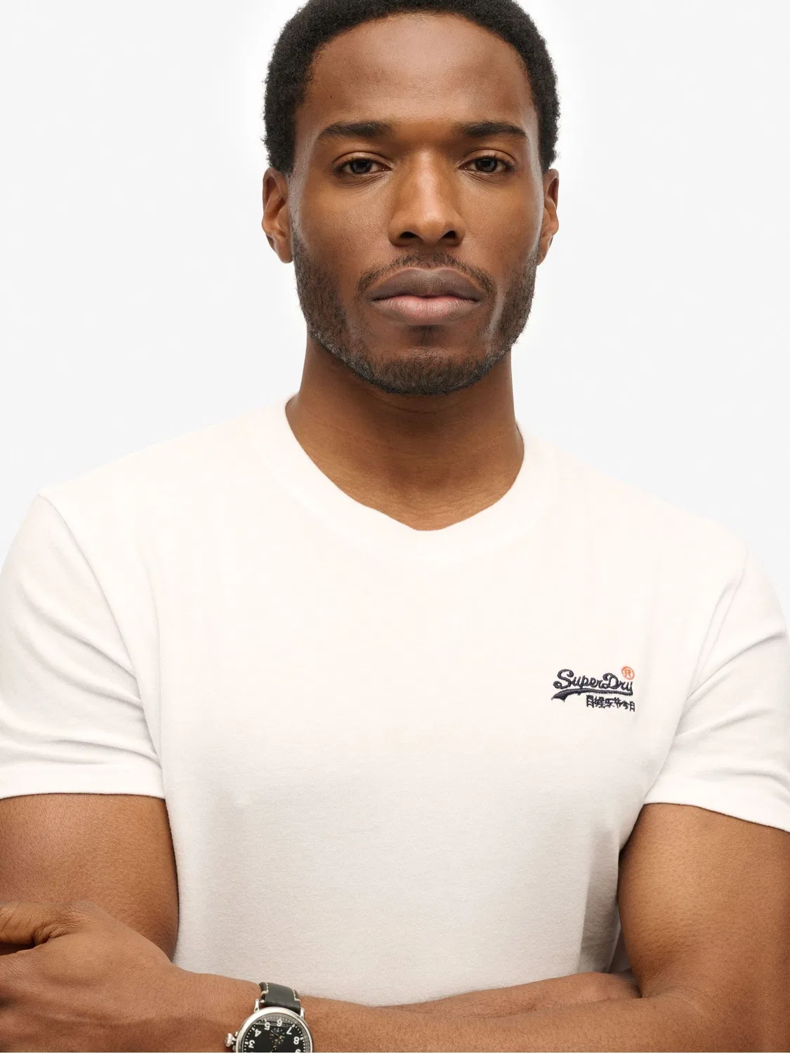 Футболка с вышивкой логотипа, свободная посадка Superdry, белый офф — фото 4