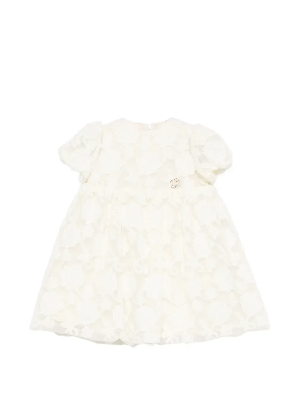 Платье с пышными рукавами из цветочного кружева ELIE SAAB JUNIOR, белый